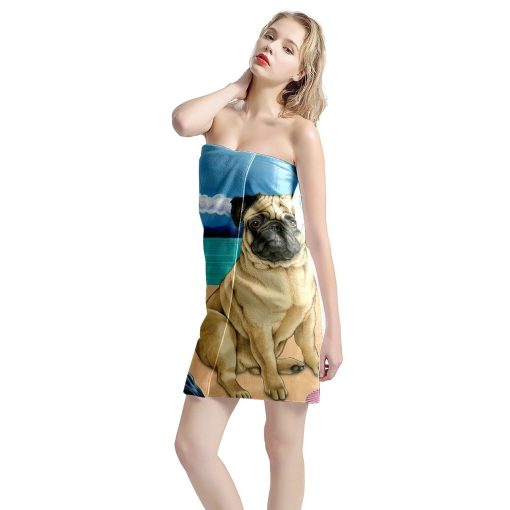 Gearhumans 3D Pug Dog Custom Beach Towel GW120517 Towel