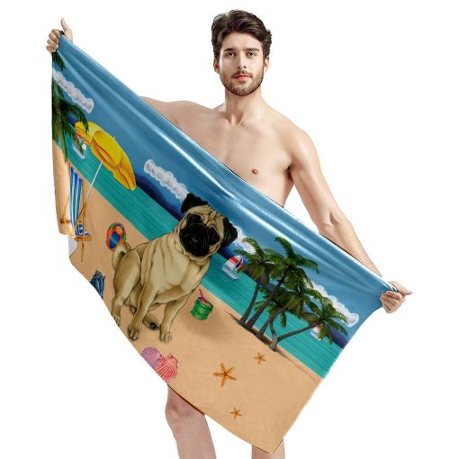 Gearhumans 3D Pug Dog Custom Beach Towel GW120517 Towel