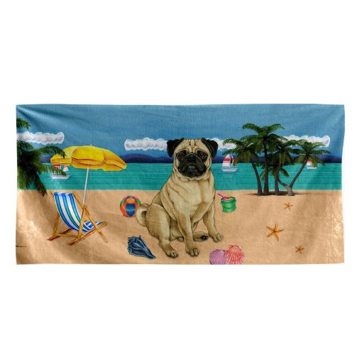 Gearhumans 3D Pug Dog Custom Beach Towel GW120517 Towel Towel 60''x30''
