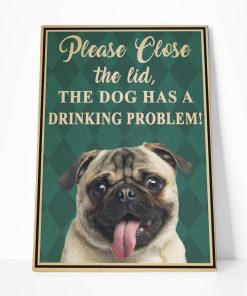 Gearhumans 3D Pug Dog Please Close The Lid Custom Canvas GW05052 Canvas 1 Piece Non Frame M