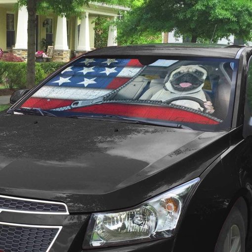 gearhumans 3D Pug Flag Custom Car Auto Sunshade GL10079 Auto Sunshade