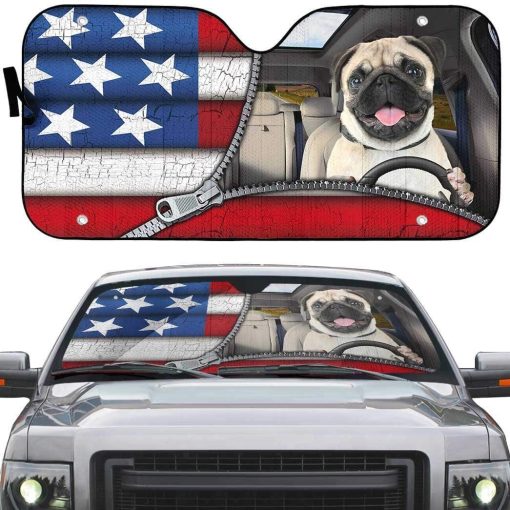 gearhumans 3D Pug Flag Custom Car Auto Sunshade GL10079 Auto Sunshade