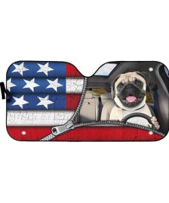 gearhumans 3D Pug Flag Custom Car Auto Sunshade GL10079 Auto Sunshade 57''x27.5'' 
