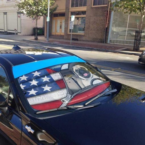 gearhumans 3D Pug Flag Custom Car Auto Sunshade GL10079 Auto Sunshade