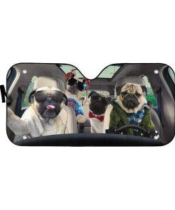 gearhumans 3D Pug Gang Selfie Custom Car Auto Sunshade GN30062 Auto Sunshade 57''x27.5'' 