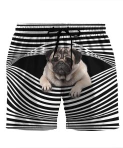 Gearhumans 3D Pug Stripes Custom Beach Shorts Swim Trunks GV31073 Men Shorts Men Shorts S