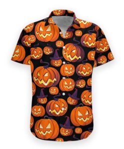 Gearhumans 3D Pumpkin Halloween Hawaii Shirt hawaii Short Sleeve Shirt S