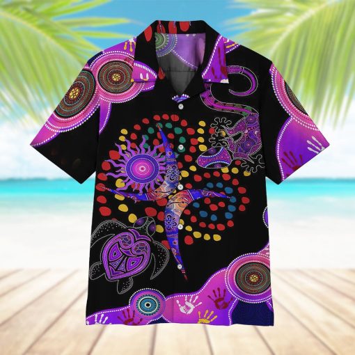 Gearhumans 3D Purple Turtle Lizard Decors Hawaii Shirt ZK13044 Hawai Shirt