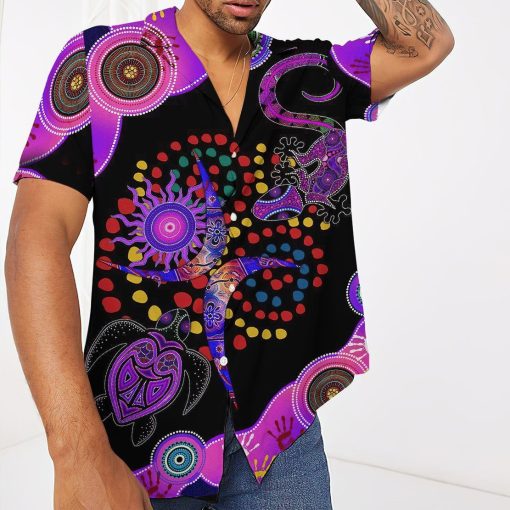 Gearhumans 3D Purple Turtle Lizard Decors Hawaii Shirt ZK13044 Hawai Shirt