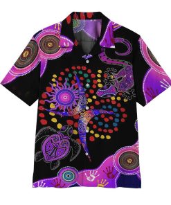Gearhumans 3D Purple Turtle Lizard Decors Hawaii Shirt ZK13044 Hawai Shirt Short Sleeve Shirt S 