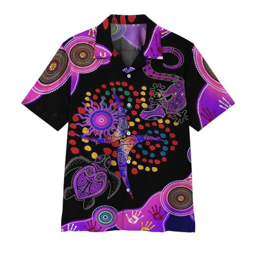 Gearhumans 3D Purple Turtle Lizard Decors Hawaii Shirt ZK13044 Hawai Shirt Short Sleeve Shirt S