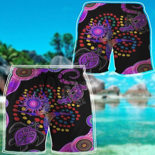 Gearhumans 3D Purple Turtle Lizard Shorts ZK2005217 Men Shorts