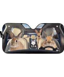 gearhumans 3D Rabbit Family Custom Car Auto Sunshade GS210713 Auto Sunshade 57''x27.5'' 