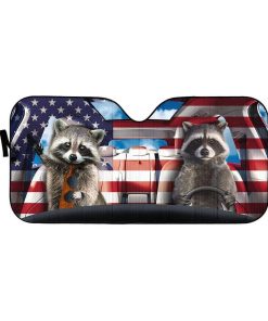 gearhumans 3D Raccoon Independence Day Custom Car Auto Sunshade GV01067 Auto Sunshade 57''x27.5'' 