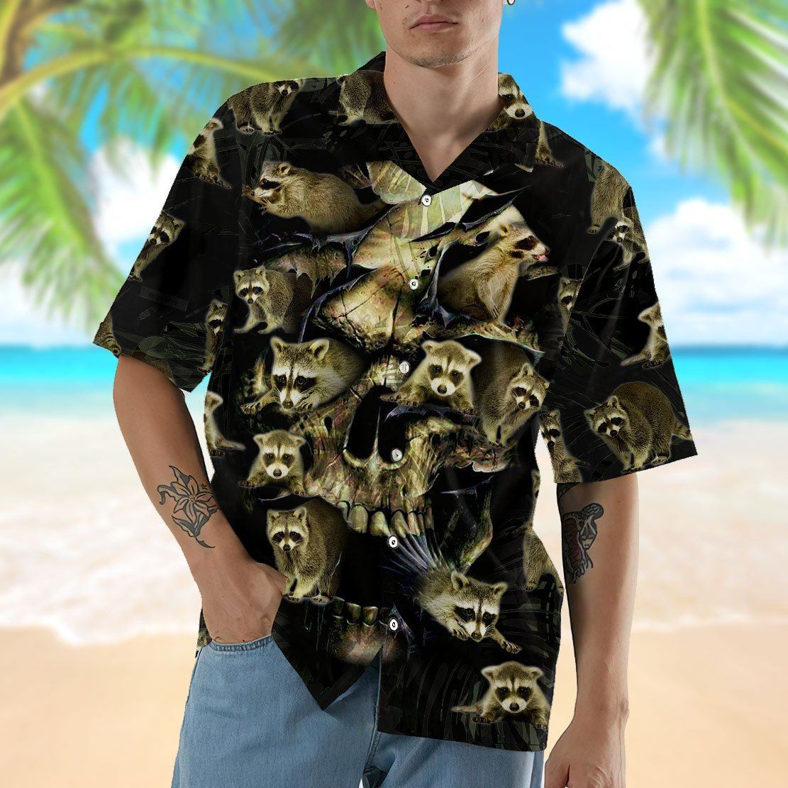 Gearhumans 3D Raccoon Skull Hawaii Shirt 8 Gearhumans 3D Raccoon Skull Hawaii Shirt ZZ07041 Hawai Shirt