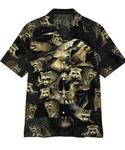 Gearhumans 3D Raccoon Skull Hawaii Shirt ZZ07041 Hawai Shirt Short Sleeve Shirt S 