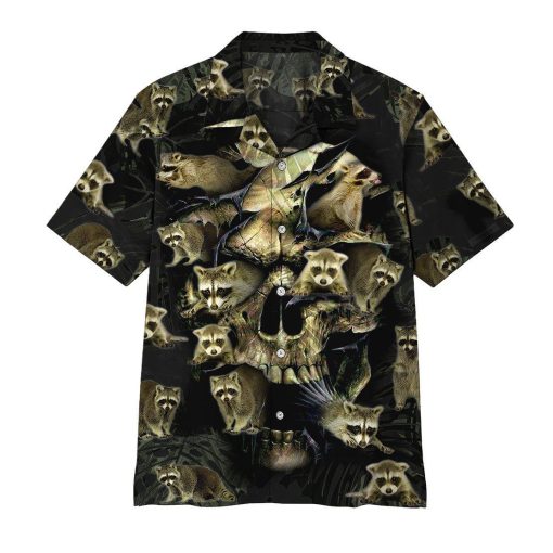 Gearhumans 3D Raccoon Skull Hawaii Shirt 9 Gearhumans 3D Raccoon Skull Hawaii Shirt ZZ07041 Hawai Shirt Short Sleeve Shirt S