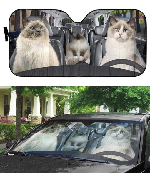gearhumans 3D Ragdoll Cat Family Custom Car Auto Sunshade GW11055 Auto Sunshade