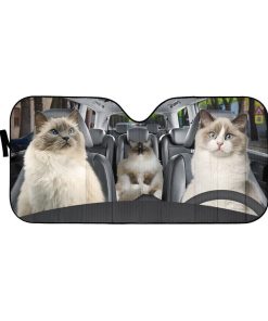 gearhumans 3D Ragdoll Cat Family Custom Car Auto Sunshade GW11055 Auto Sunshade 57''x27.5'' 