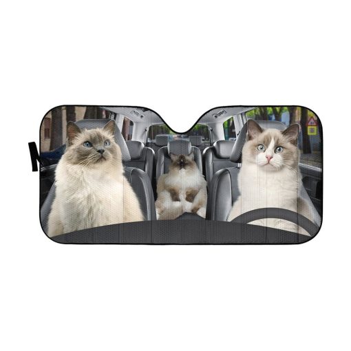 gearhumans 3D Ragdoll Cat Family Custom Car Auto Sunshade GW11055 Auto Sunshade 57''x27.5''