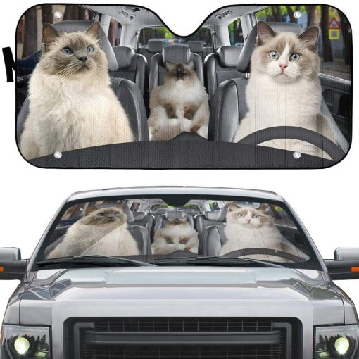 gearhumans 3D Ragdoll Cat Family Custom Car Auto Sunshade GW11055 Auto Sunshade