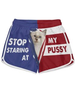 Gearhumans 3D Ragdoll Cat Stop Staring at My Pussy Custom Women Beach Shorts Swim Trunk GV30078 Women Shorts Women Shorts XS
