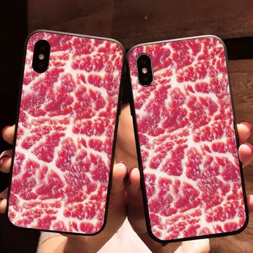 Gearhumans 3D Raw Meat Phone Case ZK2105218 Glass Phone Case