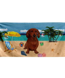 Gearhumans 3D Red Dachshund Dog Custom Beach Towel GW1205213 Towel Towel 60''x30'' 