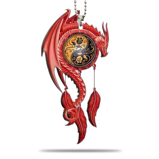 Gearhumans 3D Red Dragon Dreamcatcher Car Hanging GJ27052108 Car Hanging Car Hanging/1 Pack
