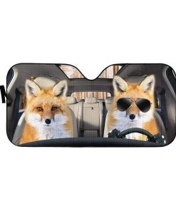gearhumans 3D Red Fox Couple Custom Car Auto Sunshade GW17075 Auto Sunshade 57''x27.5'' 