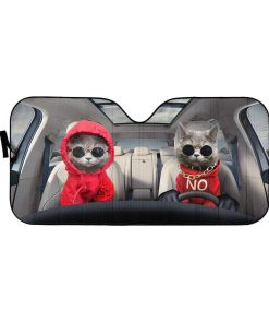 gearhumans 3D Red Hoodie Chartreux Cats Custom Car Auto Sunshade GV050612 Auto Sunshade 57''x27.5'' 