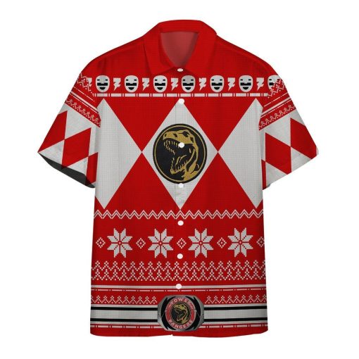 Gearhumans 3D Red Power Ranger Hawaii Shirt ZB260329 Hawai Shirt Short Sleeve Shirt S