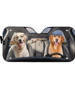 gearhumans 3D Retriever Picnic Time Custom Car Auto Sunshade GL18062 Auto Sunshade 57''x27.5'' 