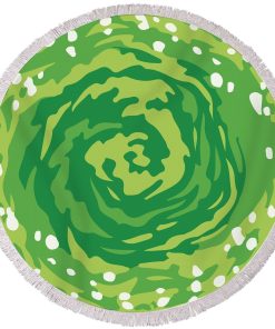 Gearhumans 3D RnM Green Portal Custom Round Beach Towel GW2406218 Round Beach Towel Round Beach Towel FS 