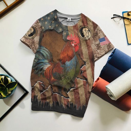Gearhumans 3D Rooster Custom Tshirt Hoodie Apparel GJ14062104 3D Apparel