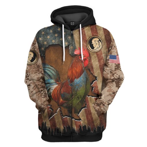 Gearhumans 3D Rooster Custom Tshirt Hoodie Apparel GJ14062104 3D Apparel Zip Hoodie S