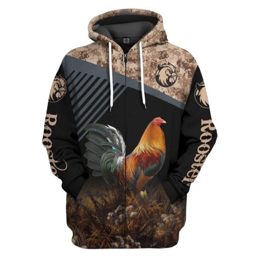 Gearhumans 3D Rooster Custom Tshirt Hoodie Apparel GJ22022104 3D Apparel Zip Hoodie S