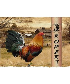 Gearhumans 3D Rooster Ranch Grass Custom Name Doormat GW0806216 Doormat Doormat S(15,8inchx23,6inch) 