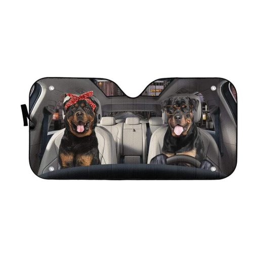 gearhumans 3D Rottweiler Custom Sunshade GS19065 Auto Sunshade 57''x27.5''