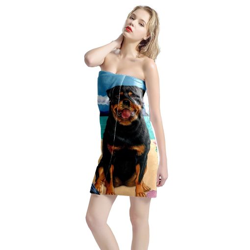 Gearhumans 3D Rottweiler Dog Custom Beach Towel GW120518 Towel