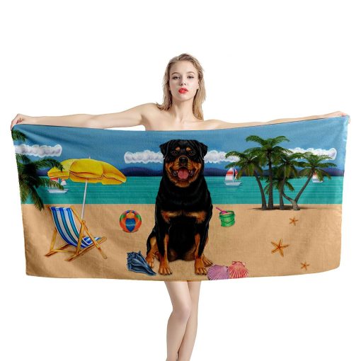 Gearhumans 3D Rottweiler Dog Custom Beach Towel GW120518 Towel