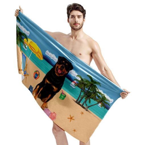 Gearhumans 3D Rottweiler Dog Custom Beach Towel GW120518 Towel