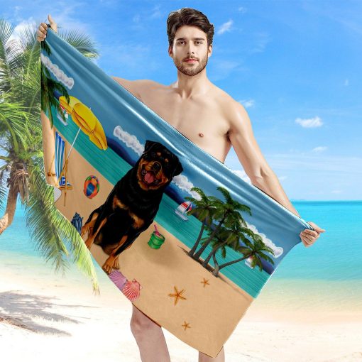 Gearhumans 3D Rottweiler Dog Custom Beach Towel GW120518 Towel