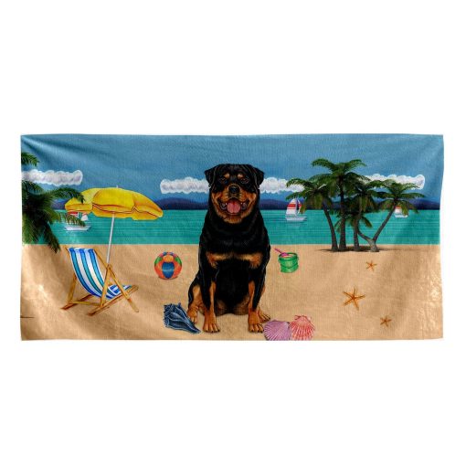 Gearhumans 3D Rottweiler Dog Custom Beach Towel GW120518 Towel Towel 60''x30''
