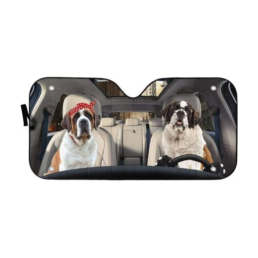 gearhumans 3D Saint Bernard Custom Sunshade GS19061 Auto Sunshade 57''x27.5''