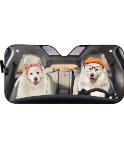 gearhumans 3D Samoyed Dogs Custom Car Auto Sunshade GW16069 Auto Sunshade 57''x27.5''