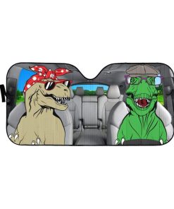 gearhumans 3D Saurus Rex Family Custom Car Auto Sunshade GV06056 Auto Sunshade 57''x27.5'' 