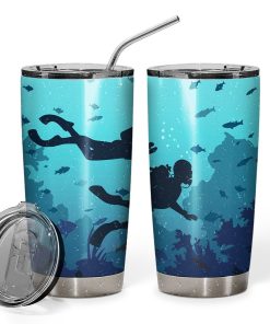 Gearhumans 3D Scuba Diving Custom Design Vacuum Insulated Tumbler GW28062112 Tumbler Short 20oz 