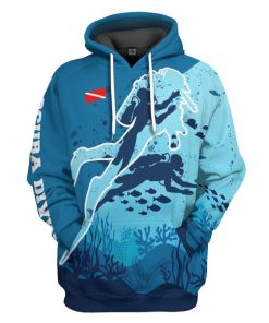 Gearhumans 3D Scuba Diving Custom Tshirt Hoodie Apparel GW2906214 3D Apparel Hoodie S 