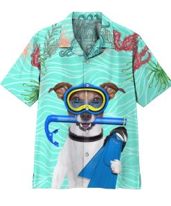Gearhumans 3D Scuba Diving Jack Russell Terrier Dog Hawaii Shirt ZK1905216 Hawai Shirt Short Sleeve Shirt S